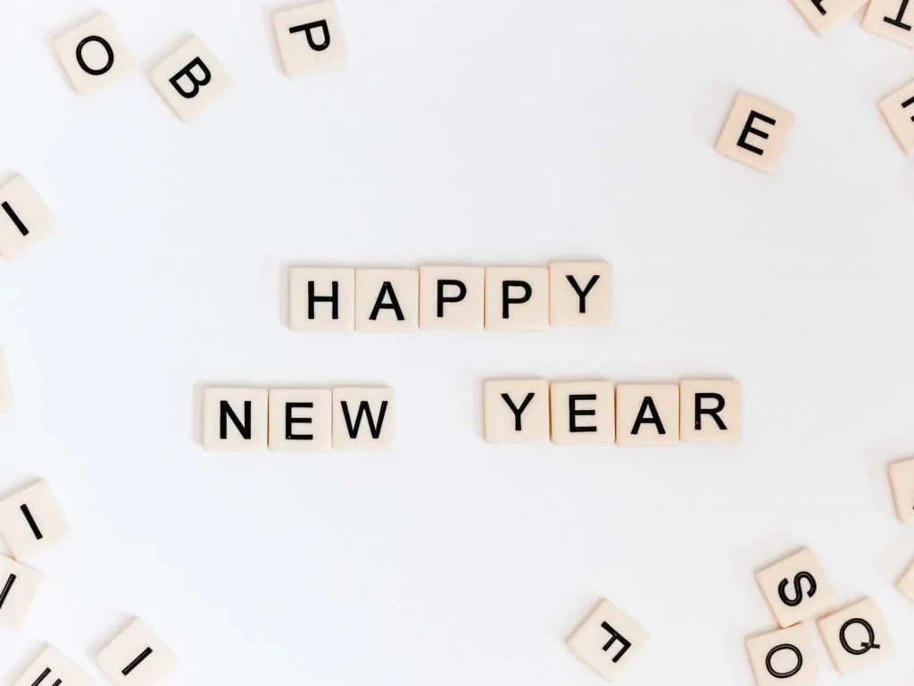 happy new year scrabble tiles